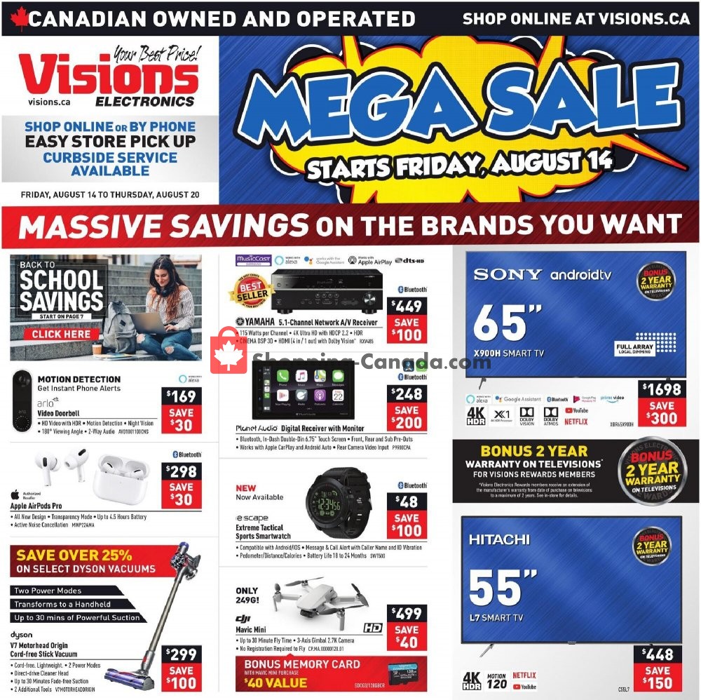 Visions Electronics Canada, flyer (Maga Sale) August 14 August 20