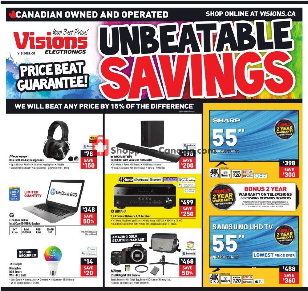 Visions Electronics flyer from Friday January 31, 2020 to Thursday February 6, 2020 - page 1