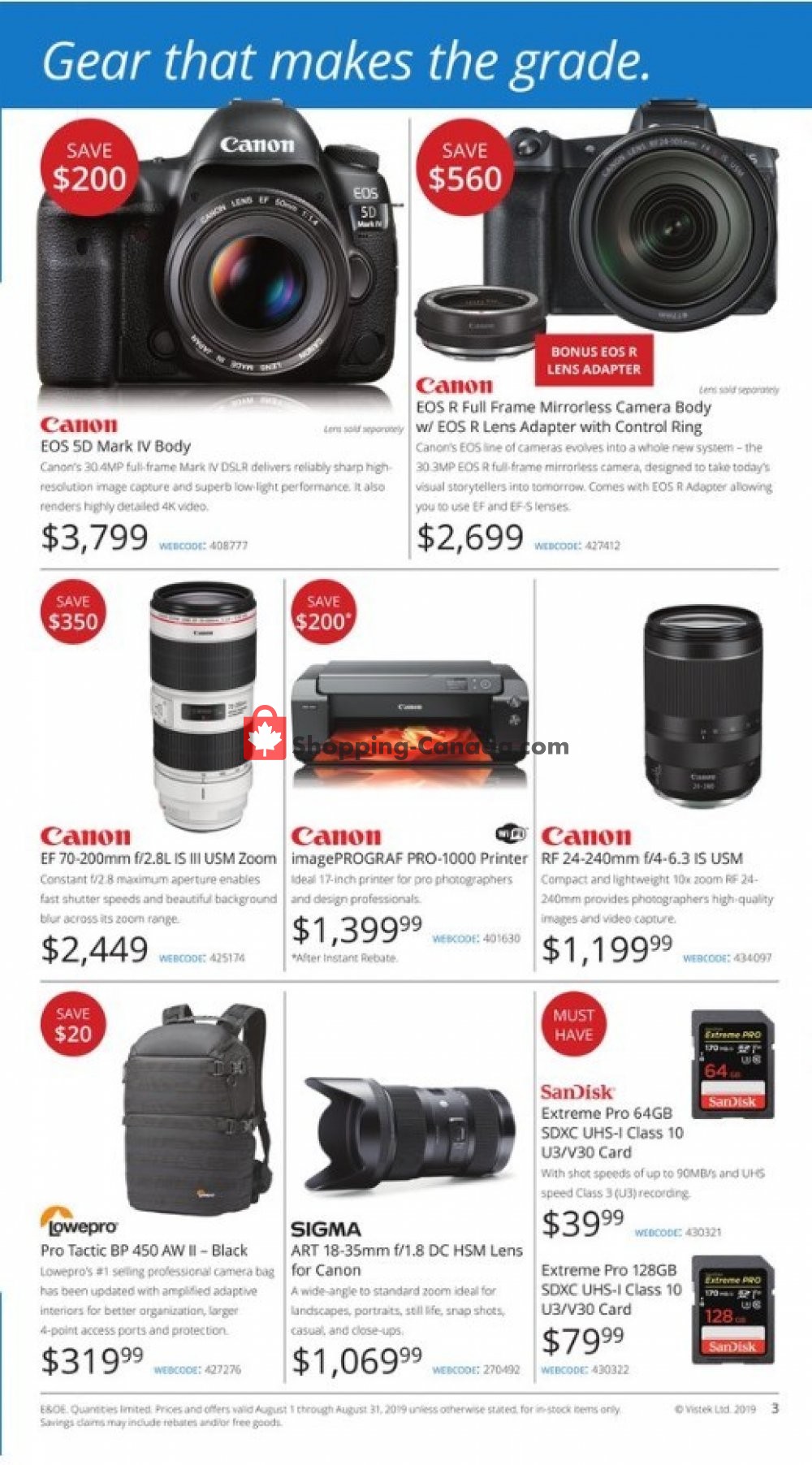 Vistek flyer from Thursday August 1, 2019 to Saturday August 31, 2019 - page 3