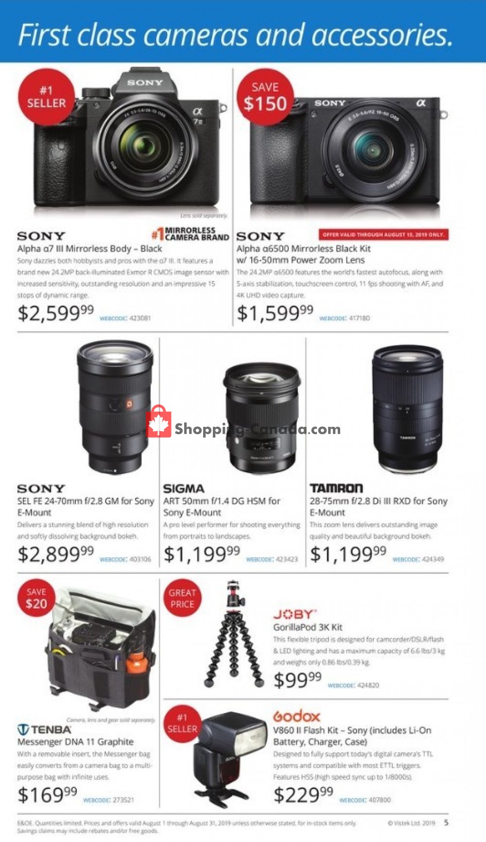 Vistek flyer from Thursday August 1, 2019 to Saturday August 31, 2019 - page 5
