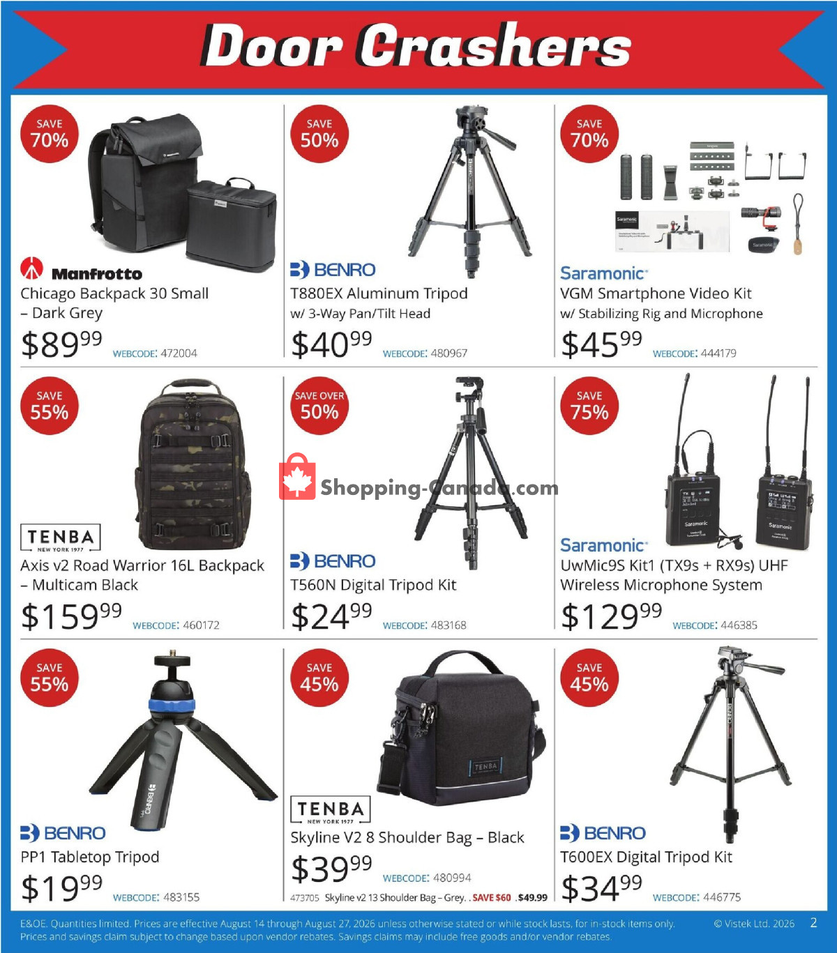 Vistek flyer from Friday August 14, 2026 to Thursday August 27, 2026 - page 2