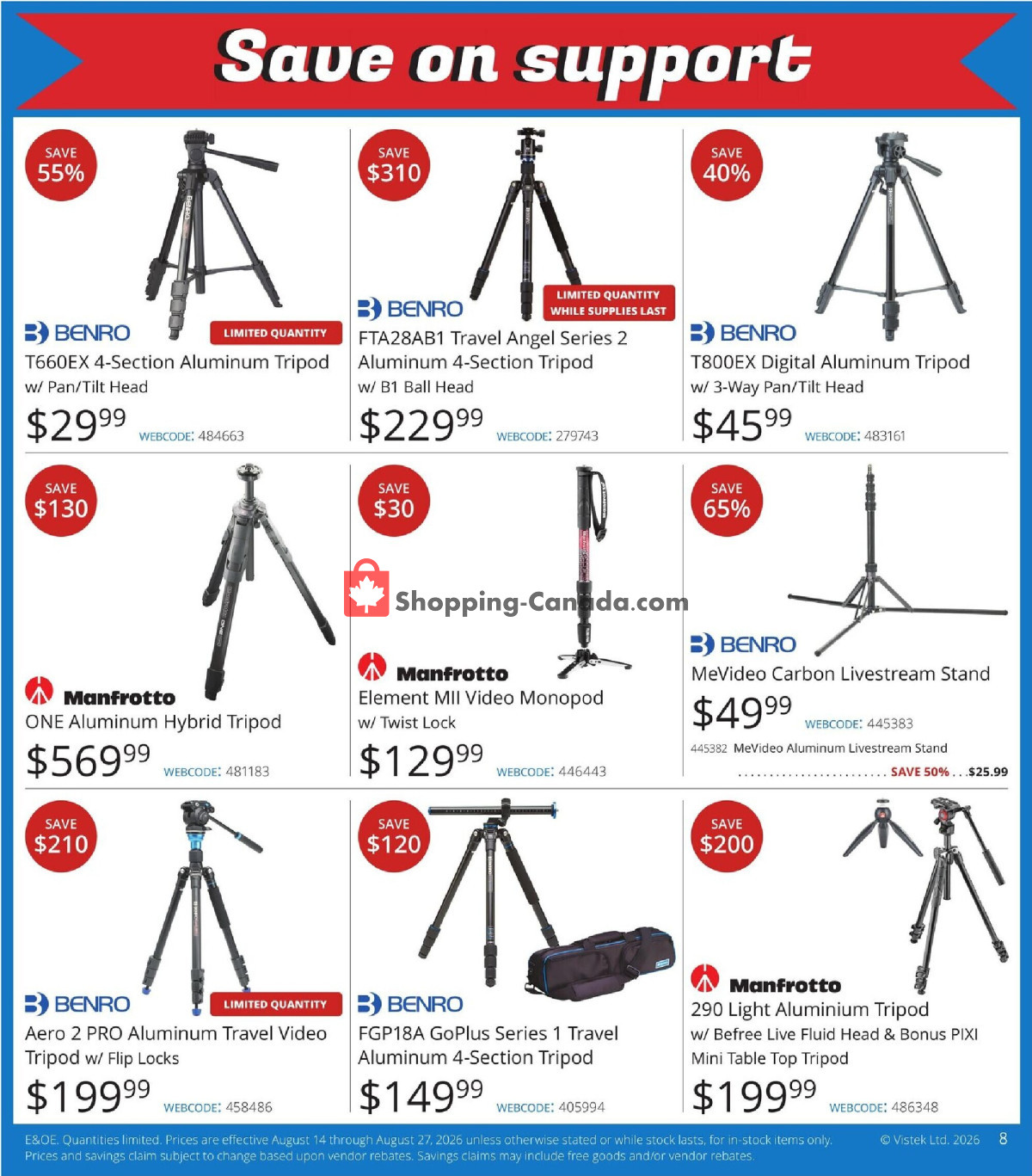 Vistek flyer from Friday August 14, 2026 to Thursday August 27, 2026 - page 8