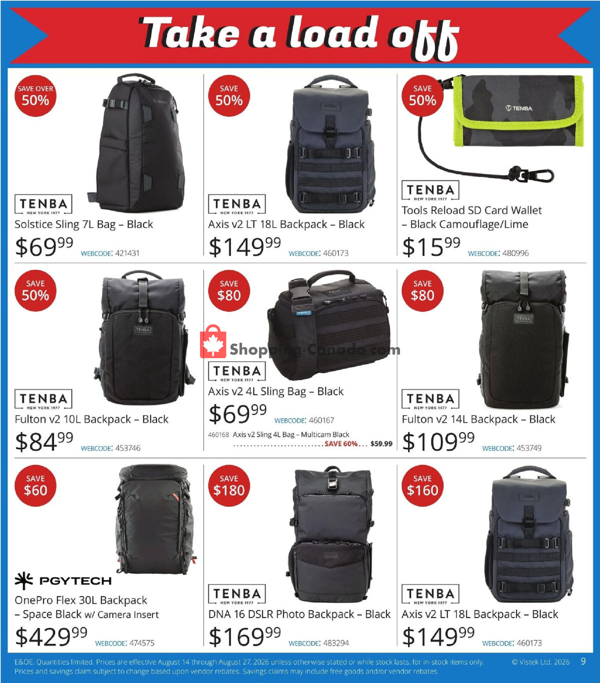Vistek flyer from Friday August 14, 2026 to Thursday August 27, 2026 - page 9