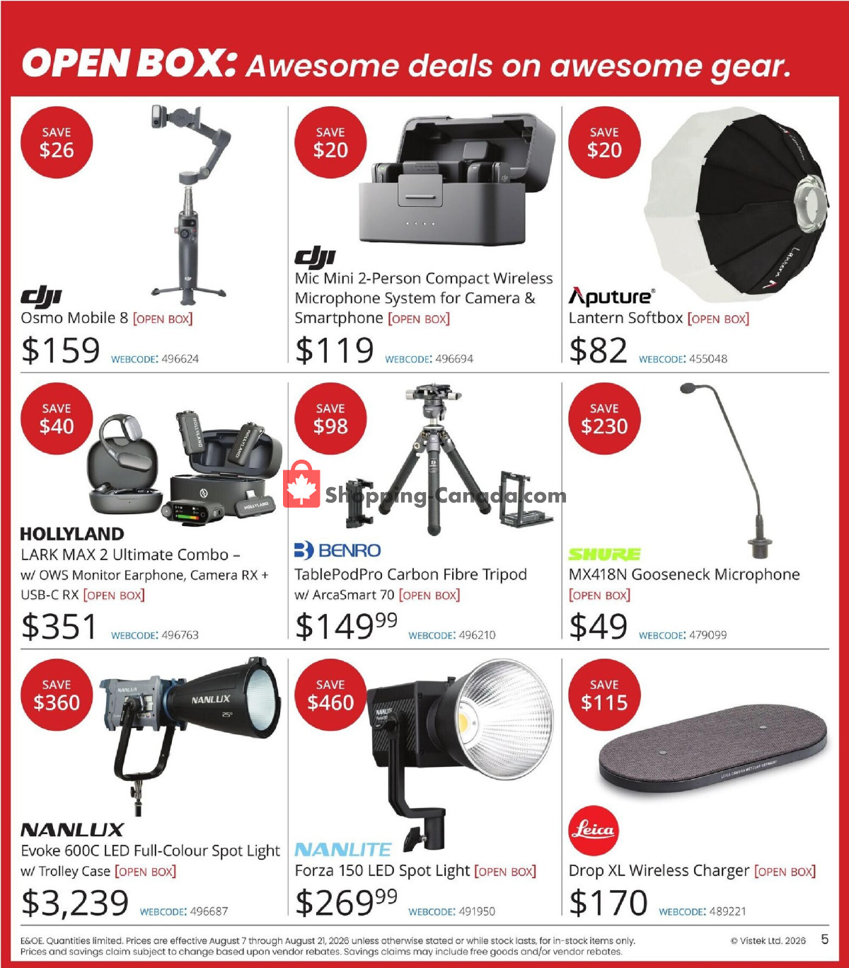 Vistek flyer from Friday August 7, 2026 to Friday August 21, 2026 - page 5