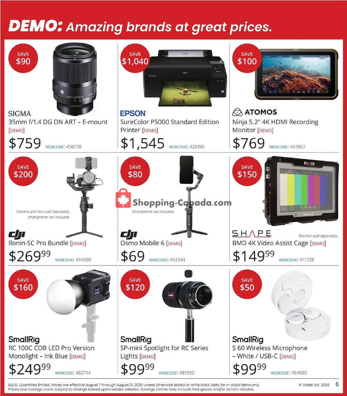 Vistek flyer from Friday August 7, 2026 to Friday August 21, 2026 - page 6