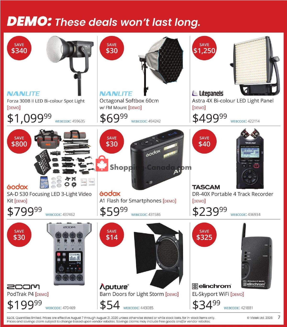 Vistek flyer from Friday August 7, 2026 to Friday August 21, 2026 - page 7