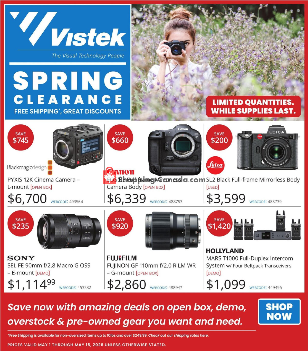Vistek flyer from Friday May 1, 2026 to Friday May 15, 2026 - page 1