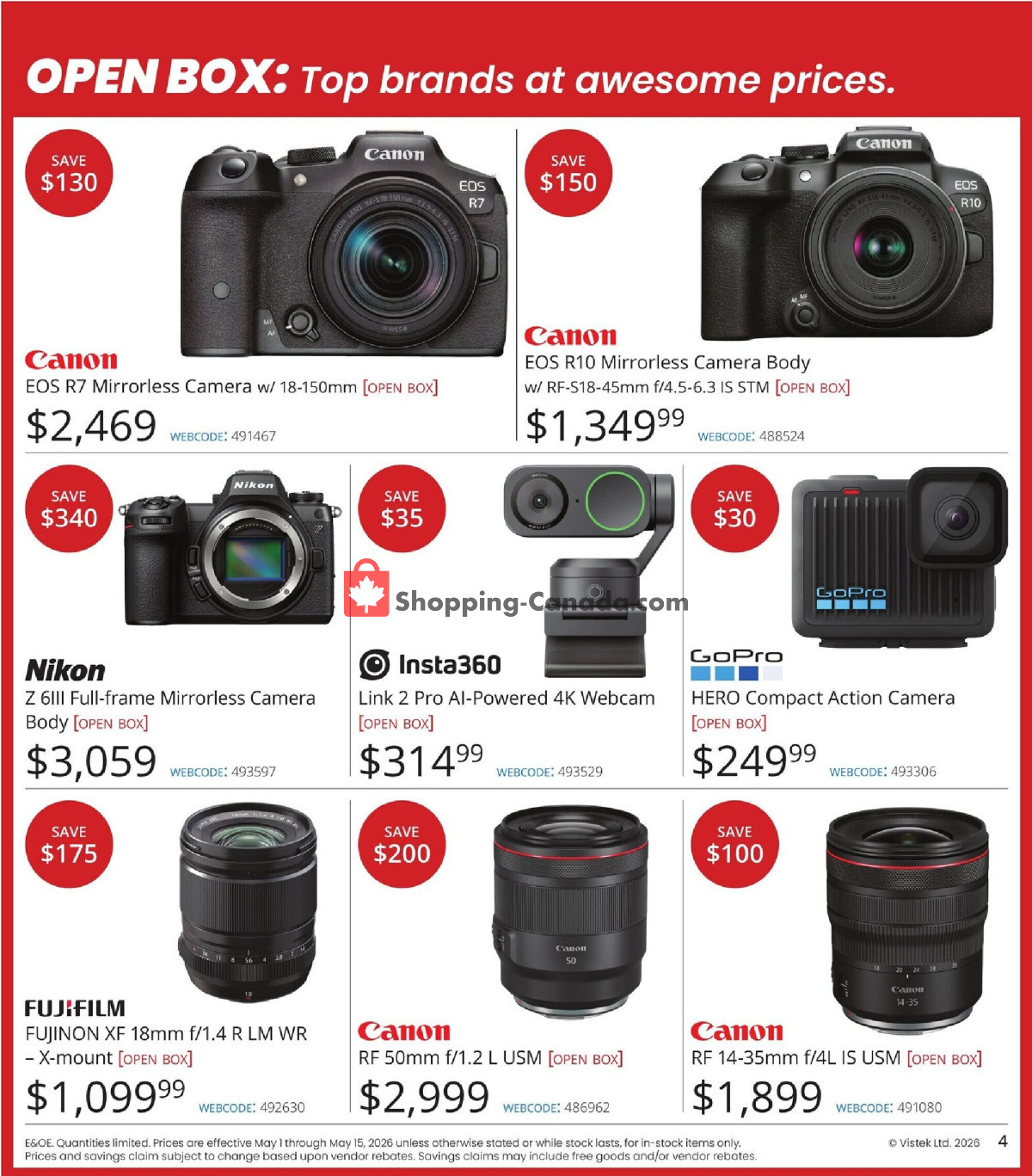 Vistek flyer from Friday May 1, 2026 to Friday May 15, 2026 - page 4