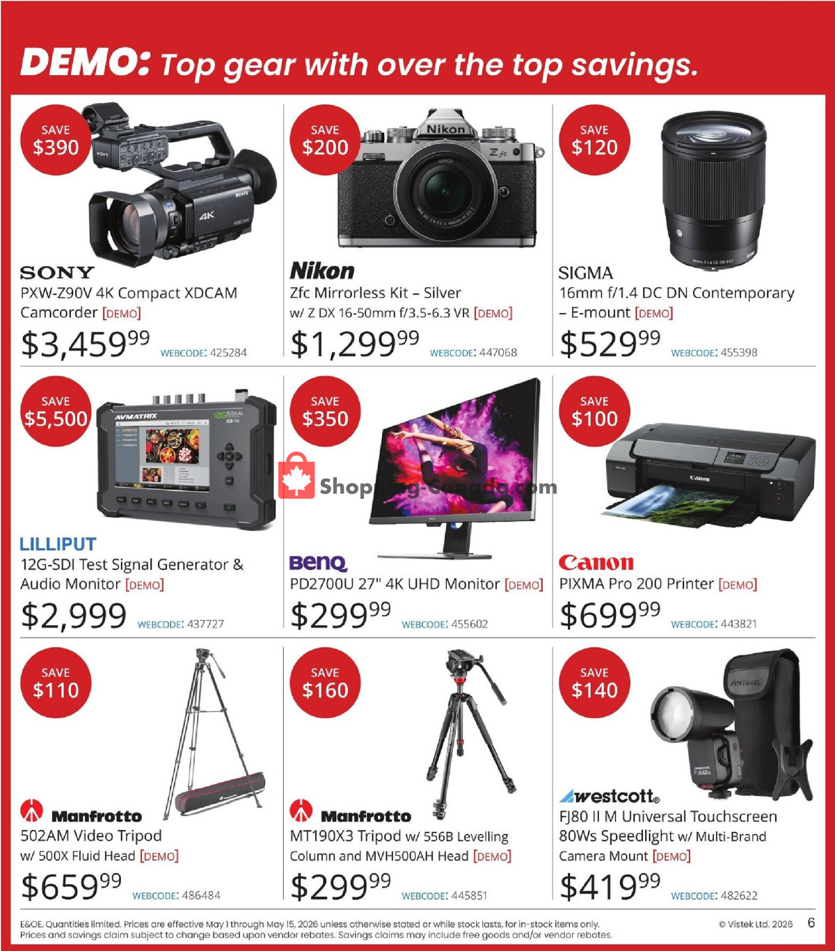 Vistek flyer from Friday May 1, 2026 to Friday May 15, 2026 - page 6