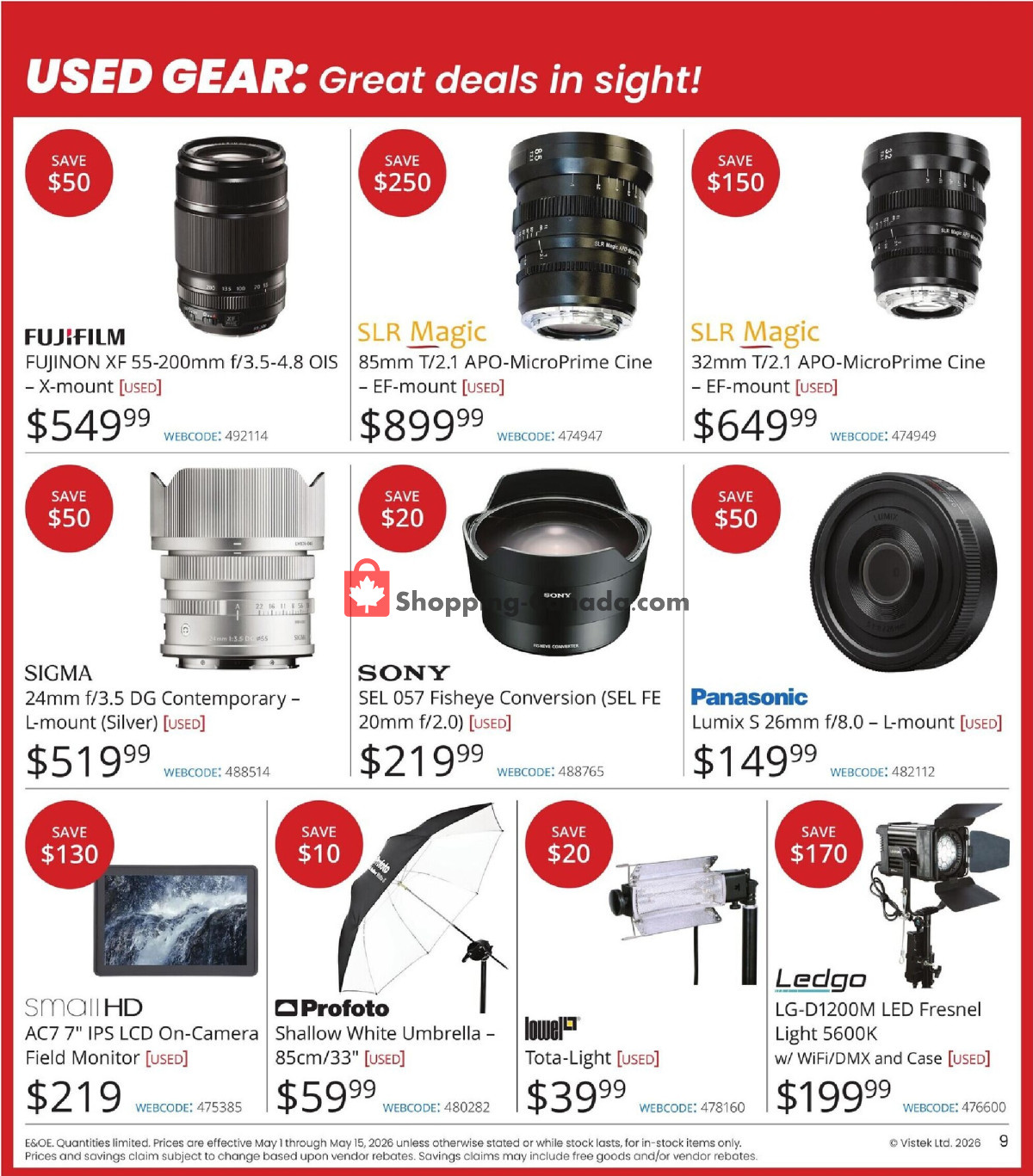 Vistek flyer from Friday May 1, 2026 to Friday May 15, 2026 - page 9