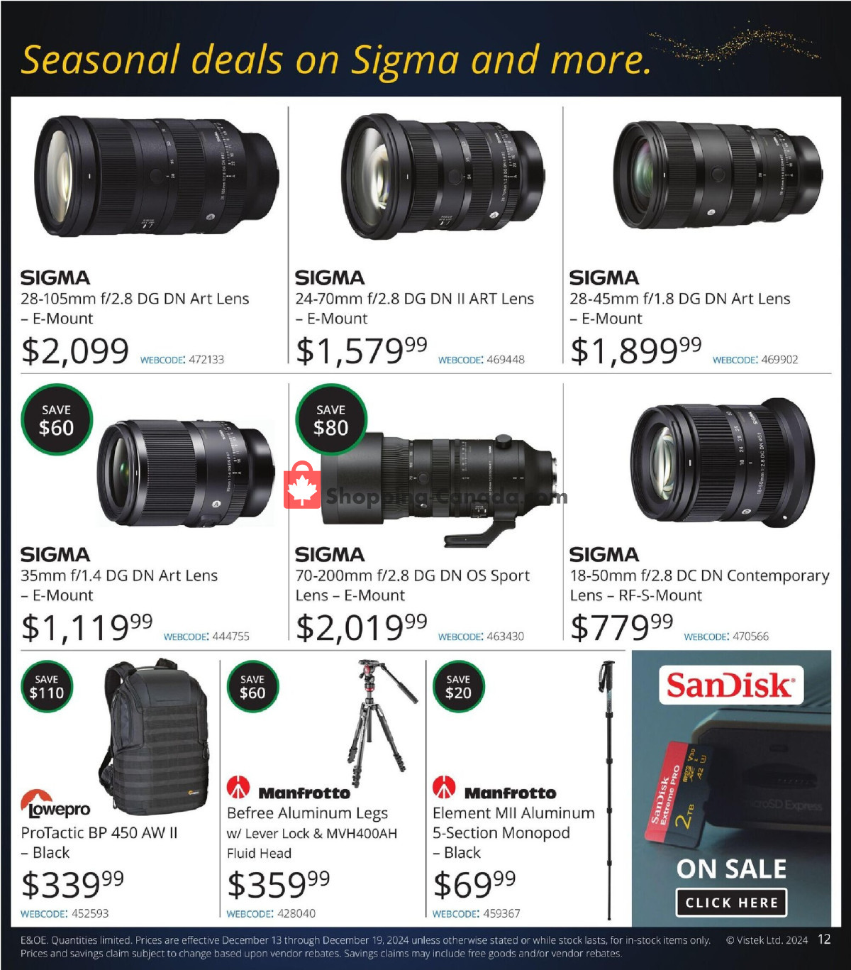 Vistek flyer from Friday December 13, 2024 to Thursday December 19, 2024 - page 12