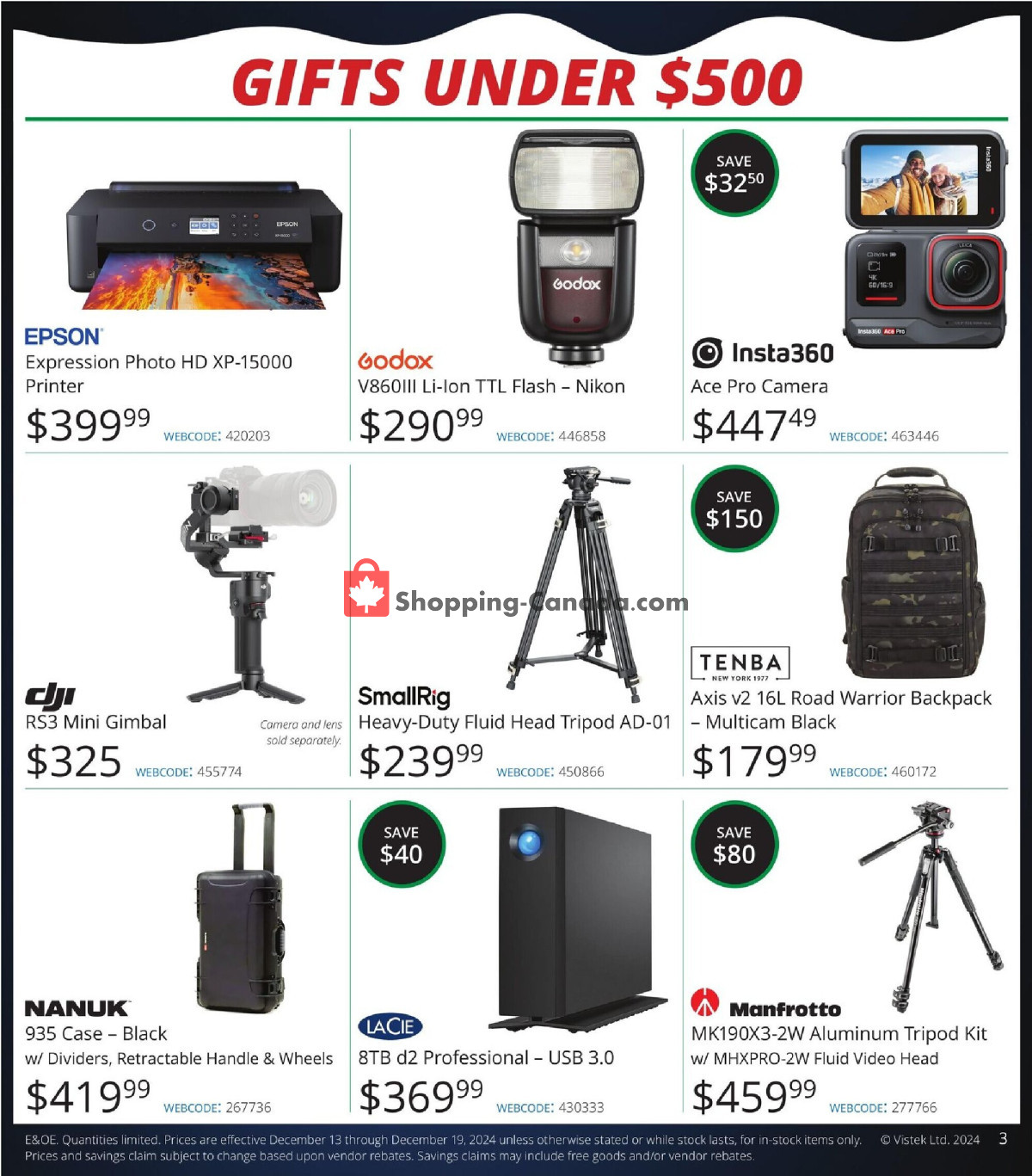 Vistek flyer from Friday December 13, 2024 to Thursday December 19, 2024 - page 3