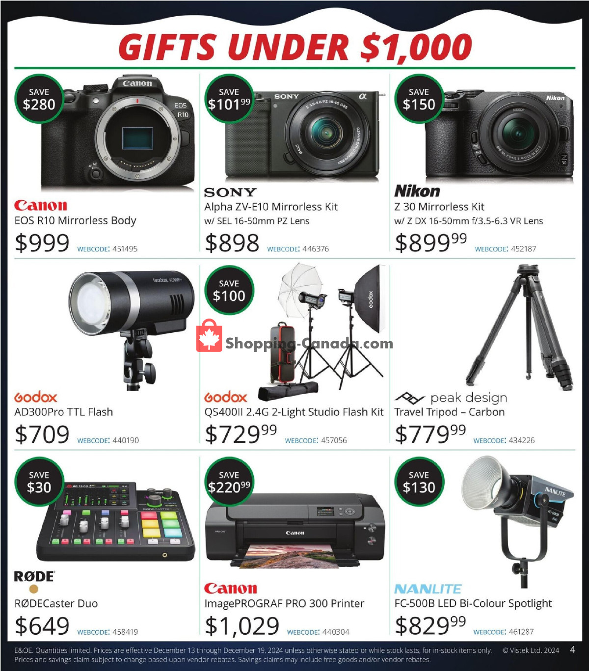 Vistek flyer from Friday December 13, 2024 to Thursday December 19, 2024 - page 4