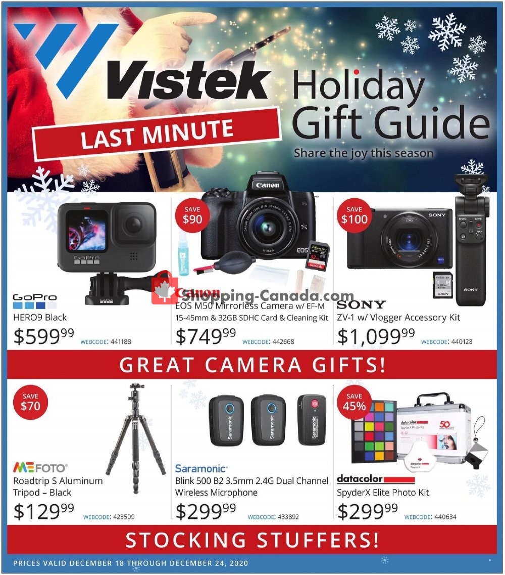 Vistek flyer from Friday December 18, 2020 to Thursday December 24, 2020 - page 1