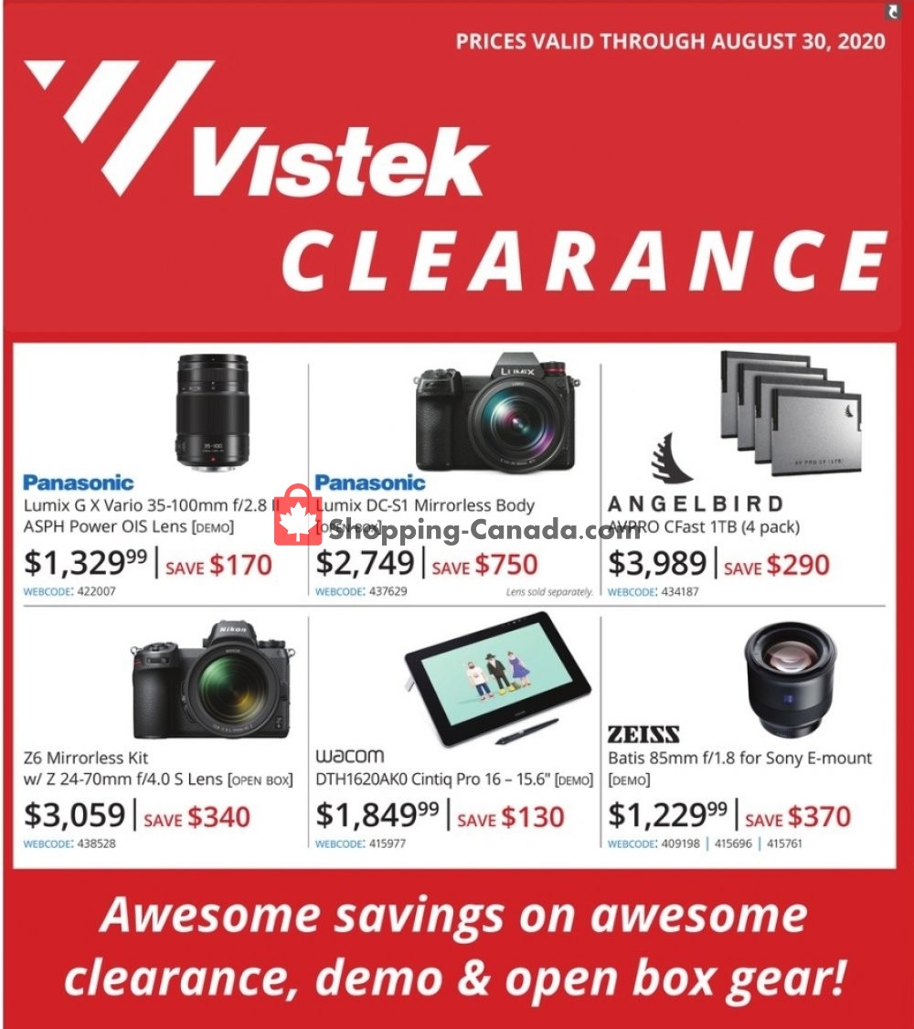 Vistek flyer from Wednesday July 29, 2020 to Sunday August 30, 2020 - page 1