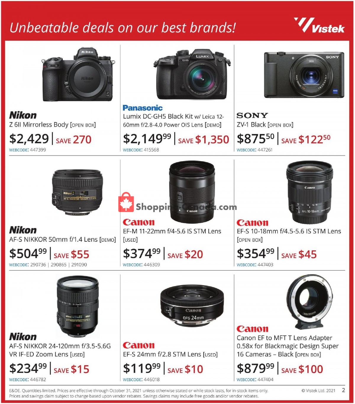 Vistek flyer from Wednesday October 6, 2021 to Sunday October 31, 2021 - page 2
