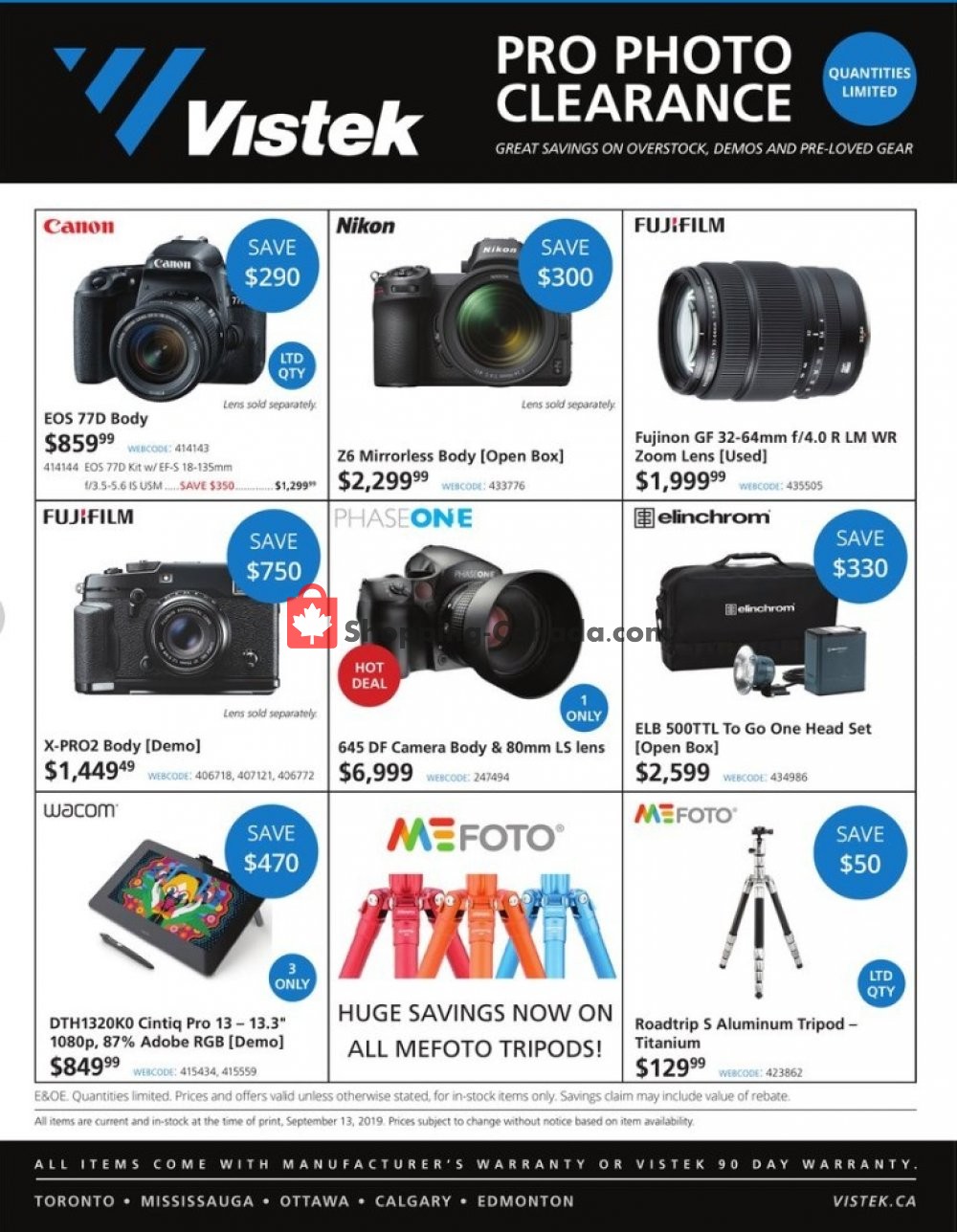 Vistek flyer from Friday September 20, 2019 to Sunday October 20, 2019 - page 1