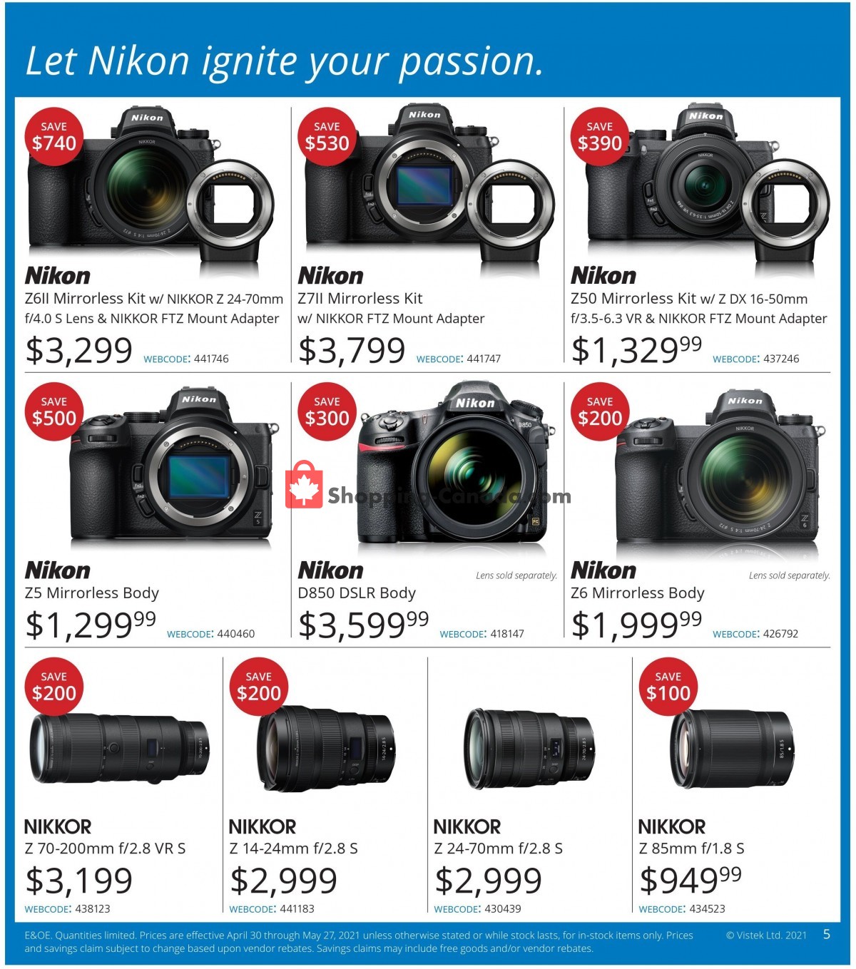 Vistek flyer from Friday April 30, 2021 to Sunday June 27, 2021 - page 5