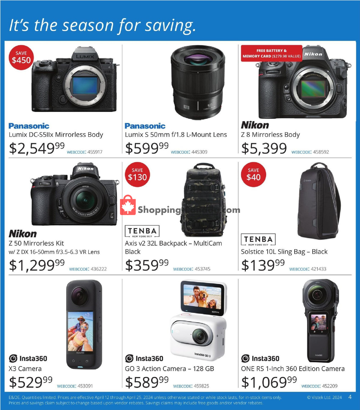 Vistek flyer from Friday April 12, 2024 to Thursday April 25, 2024 - page 4