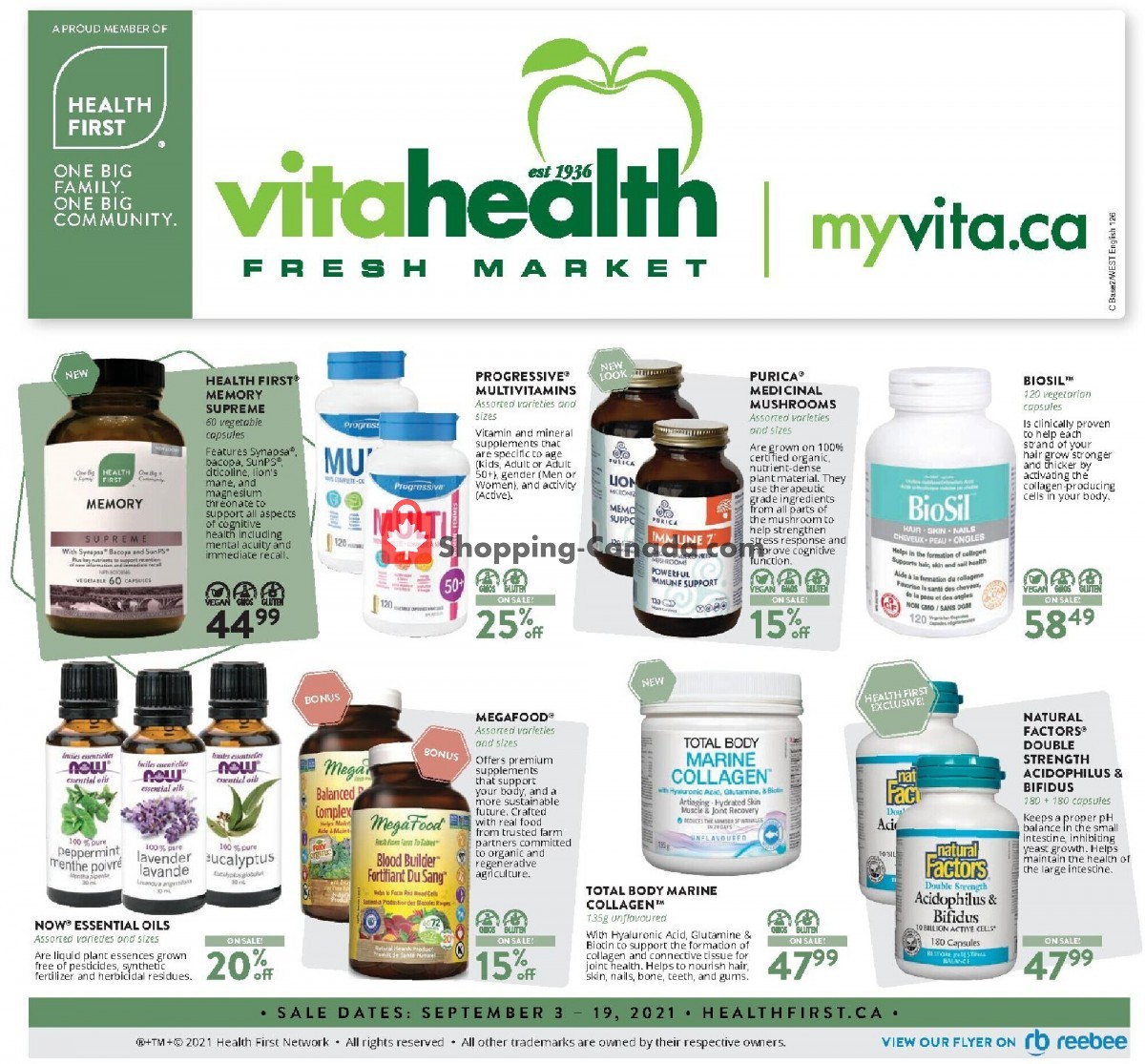 Vita Health Fresh Market flyer from Friday September 3, 2021 to Sunday September 19, 2021 - page 1