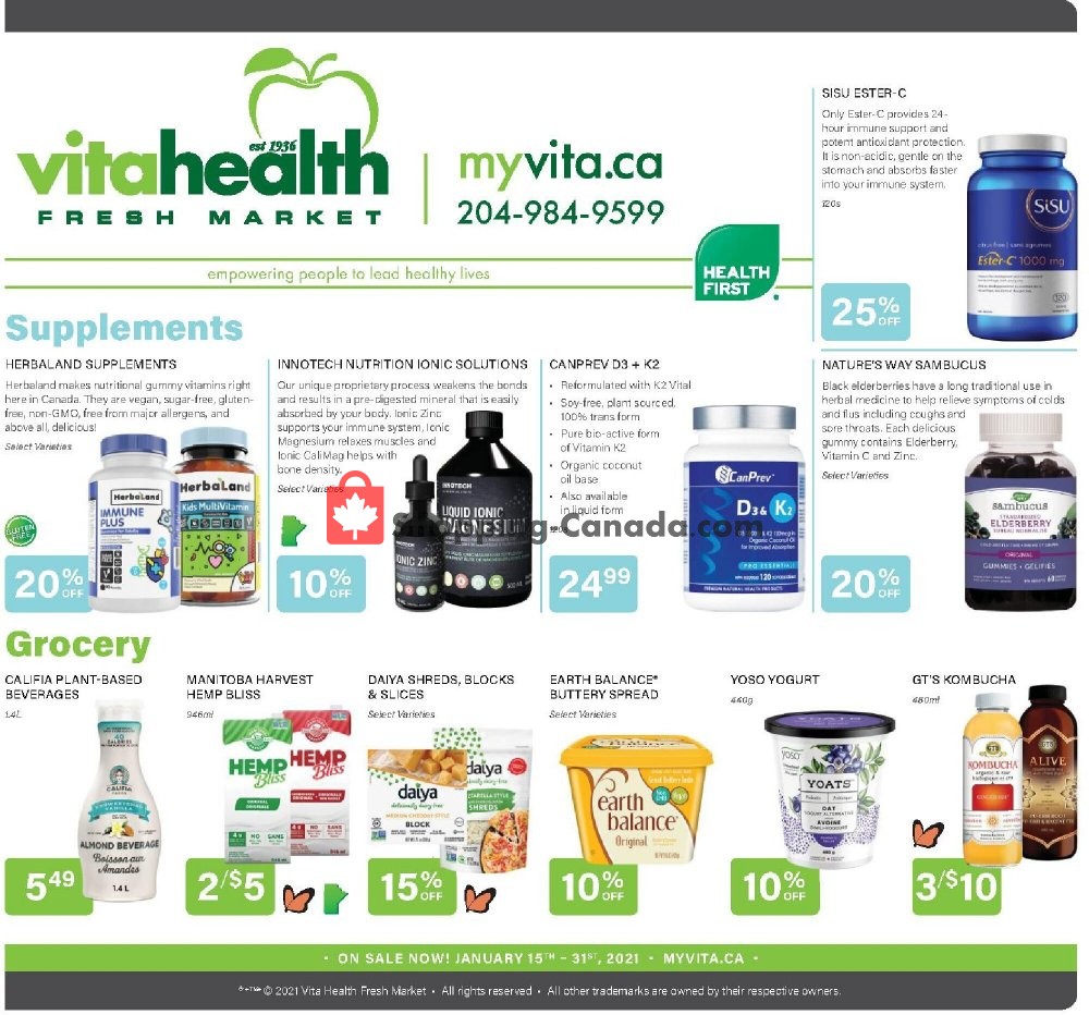 Vita Health Fresh Market flyer from Friday January 15, 2021 to Sunday January 31, 2021 - page 1