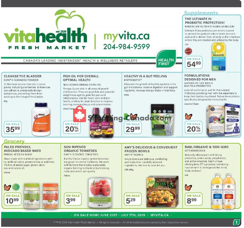Vita Health Fresh Market flyer from Friday June 21, 2019 to Sunday July 7, 2019 - page 1