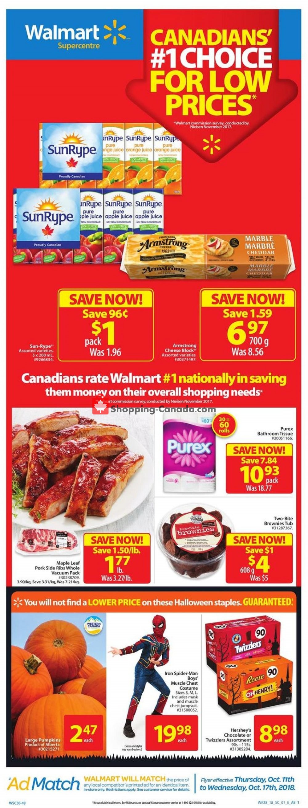 Walmart flyer from Thursday October 11, 2018 to Wednesday October 17, 2018 - page 1
