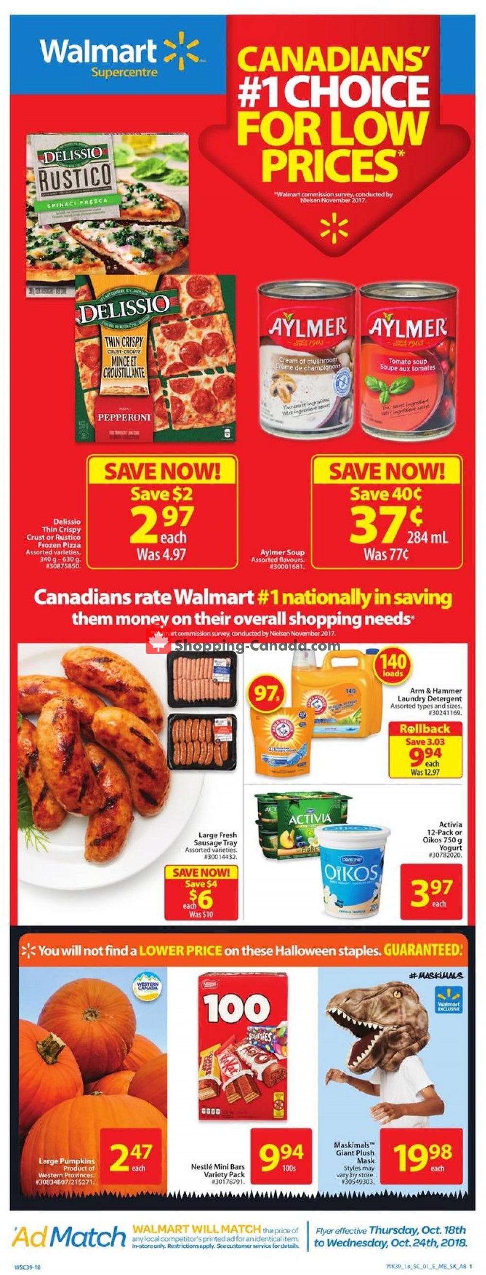 Walmart flyer from Thursday October 18, 2018 to Wednesday October 24, 2018 - page 1