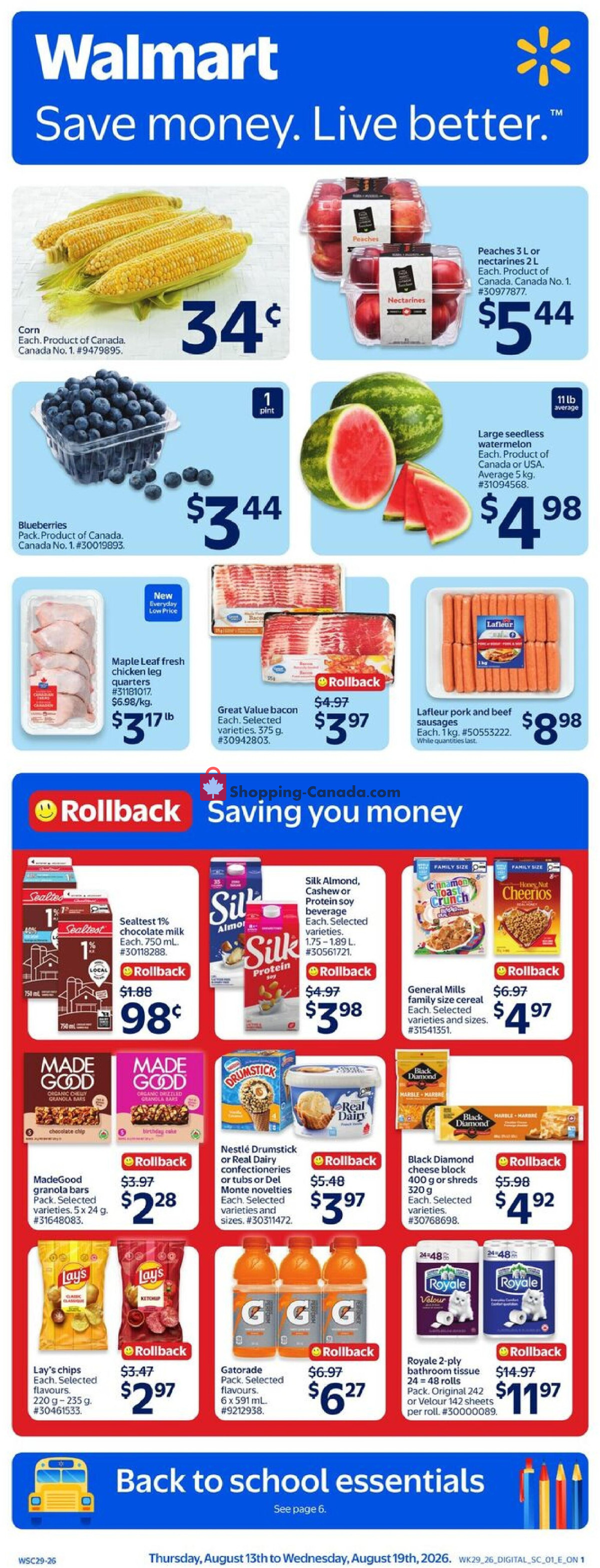 Walmart flyer from Thursday August 13, 2026 to Wednesday August 19, 2026 - page 1