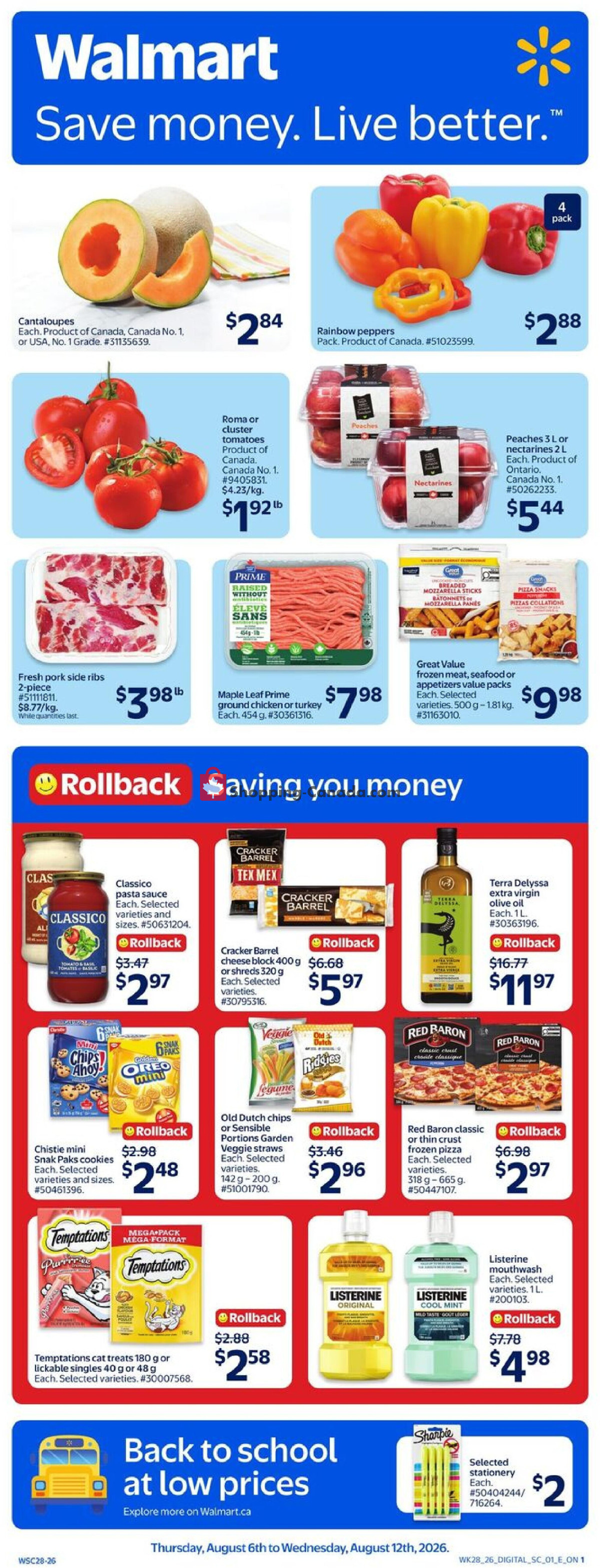 Walmart flyer from Thursday August 6, 2026 to Wednesday August 12, 2026 - page 1