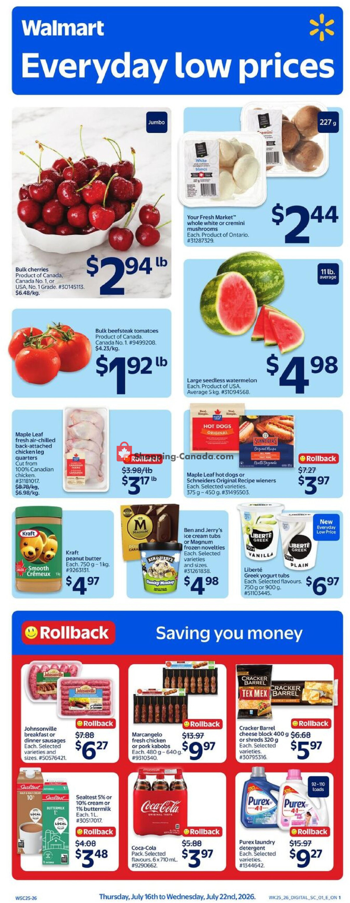 Walmart flyer from Thursday July 16, 2026 to Wednesday July 22, 2026 - page 1