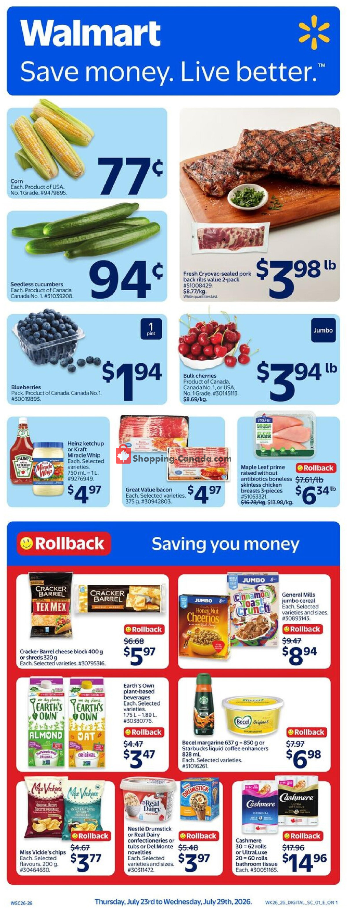 Walmart flyer from Thursday July 23, 2026 to Wednesday July 29, 2026 - page 1