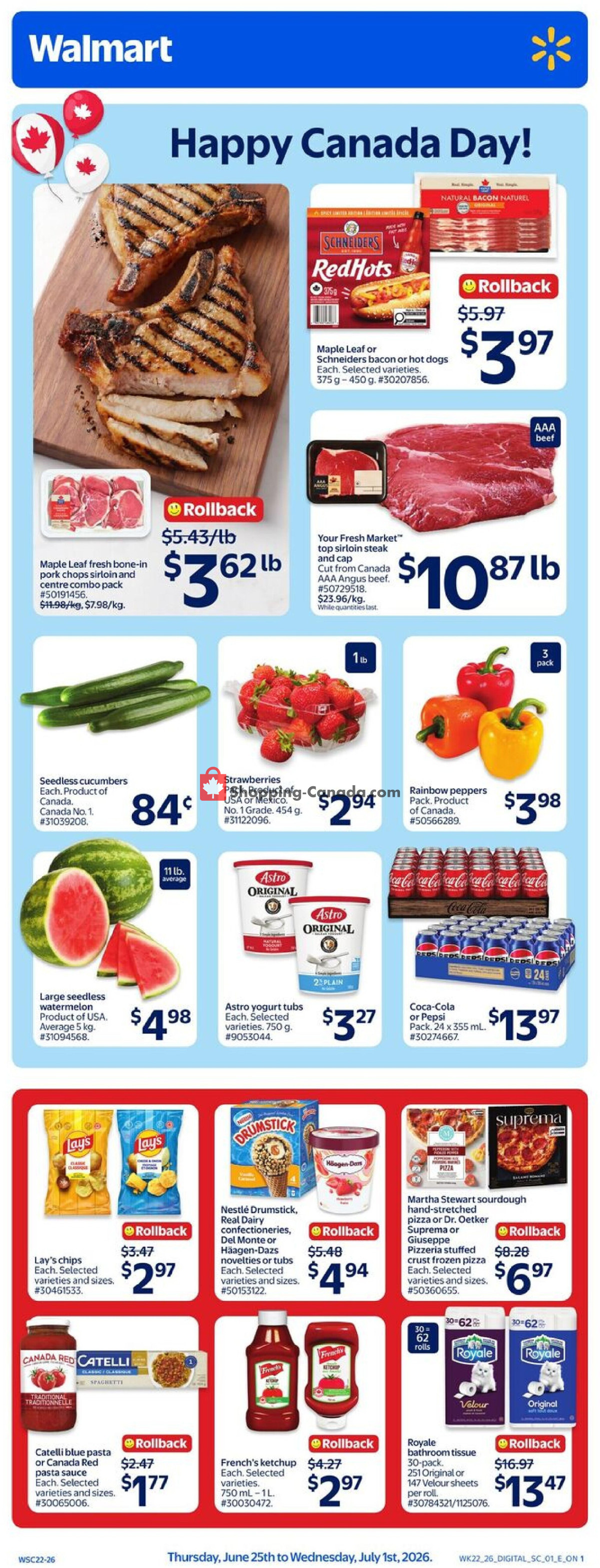 Walmart flyer from Thursday June 25, 2026 to Wednesday July 1, 2026 - page 1