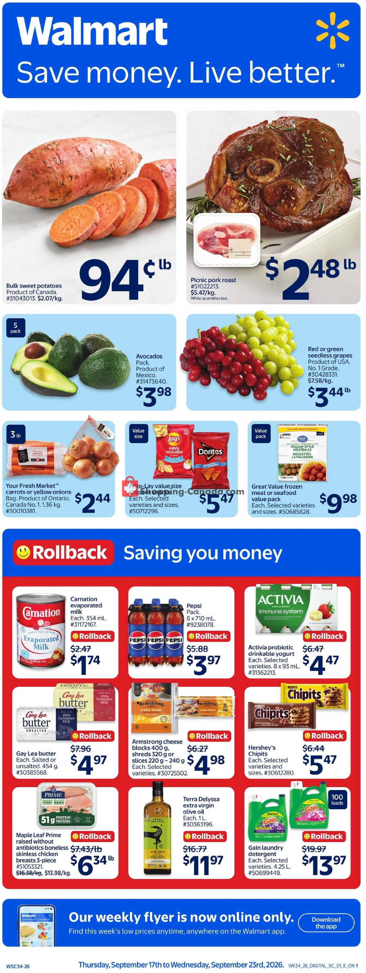 Walmart flyer from Thursday September 17, 2026 to Wednesday September 23, 2026 - page 1