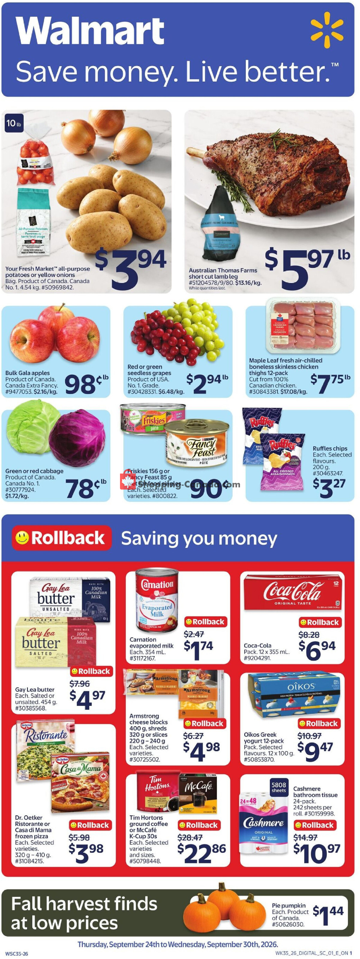 Walmart flyer from Thursday September 24, 2026 to Wednesday September 30, 2026 - page 1
