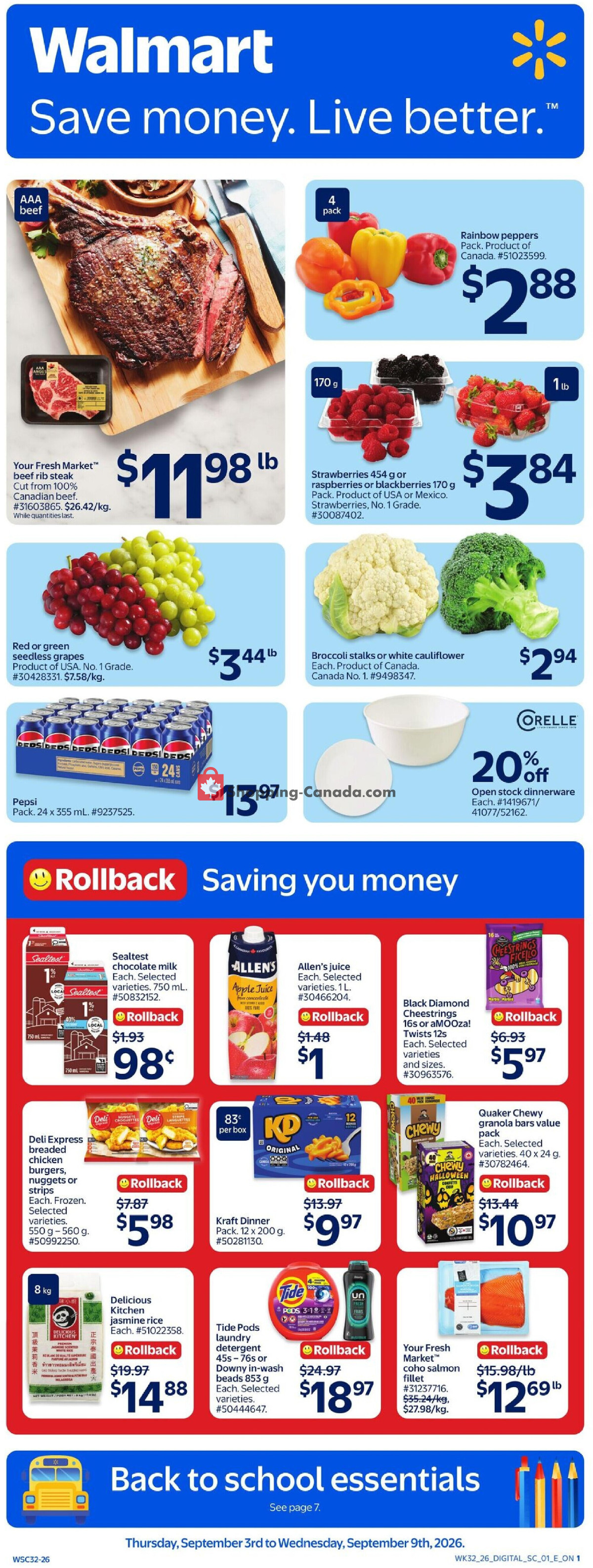 Walmart flyer from Thursday September 3, 2026 to Wednesday September 9, 2026 - page 1