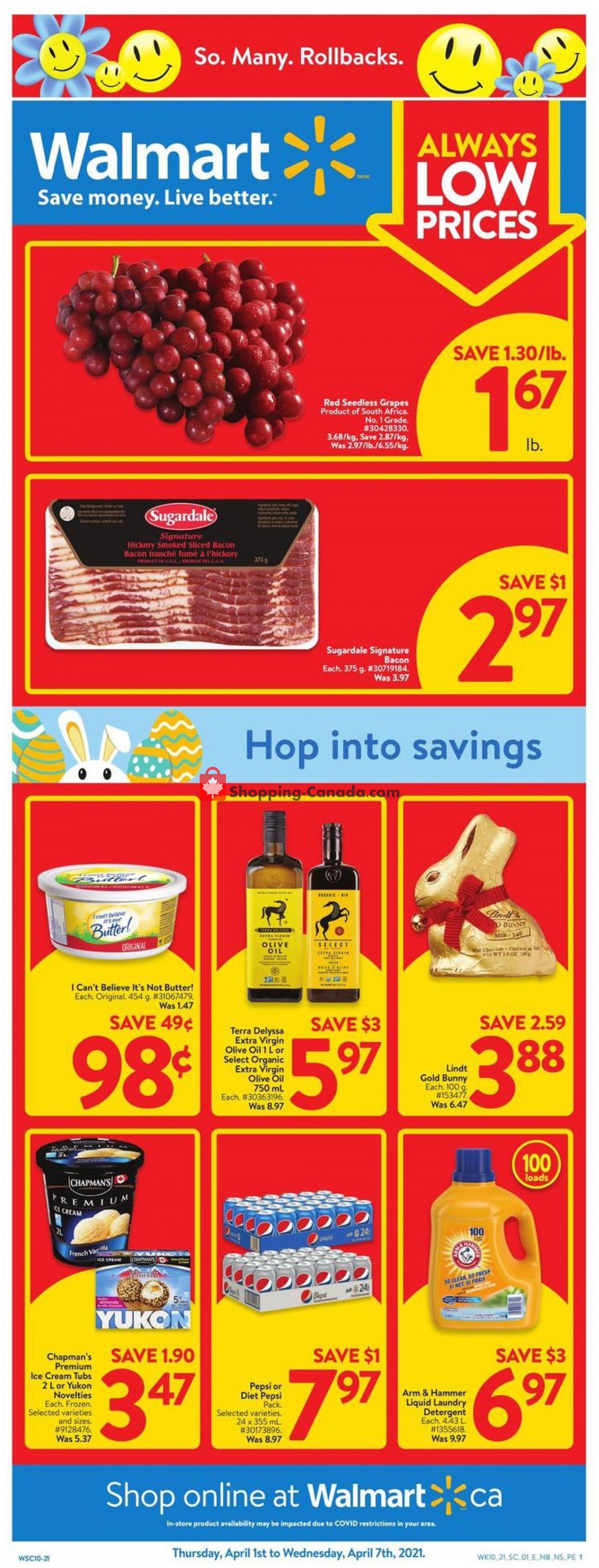 Walmart flyer from Thursday April 1, 2021 to Wednesday April 7, 2021 - page 1