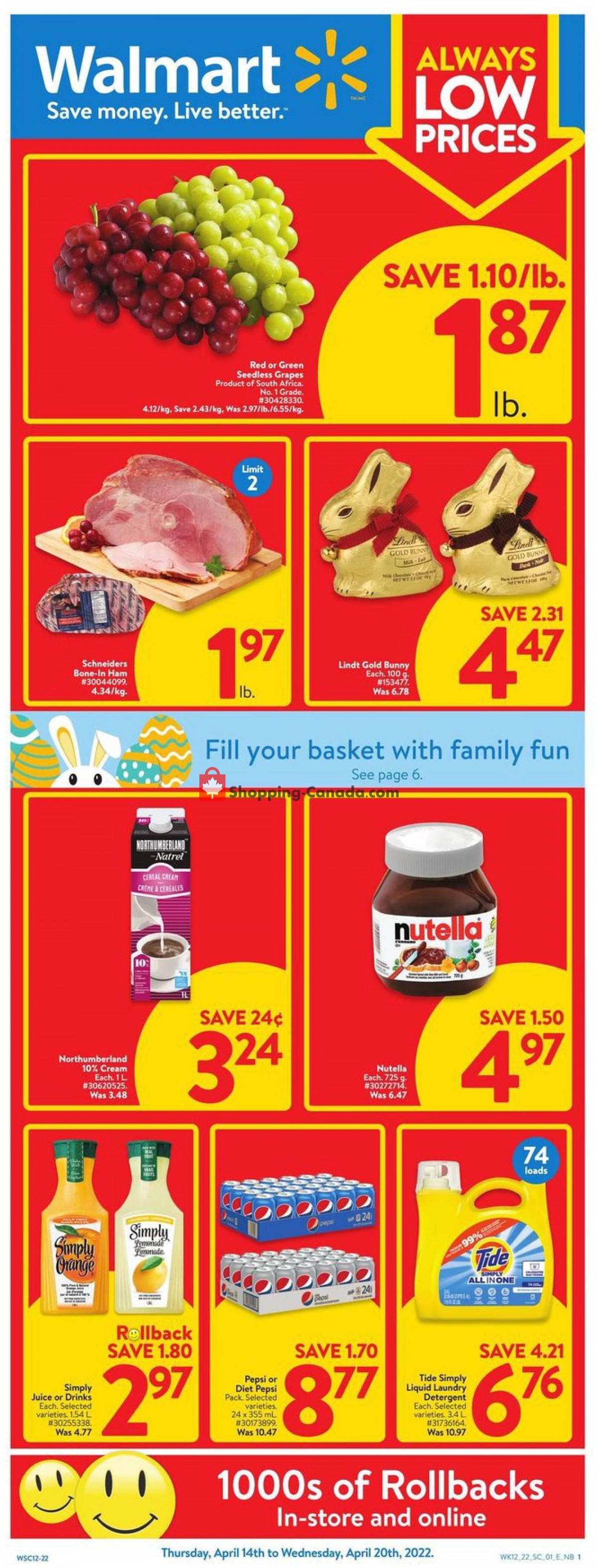 Walmart Canada, flyer (Always Low Prices Atlantic) April 14 April 20, 2022 Shopping Canada