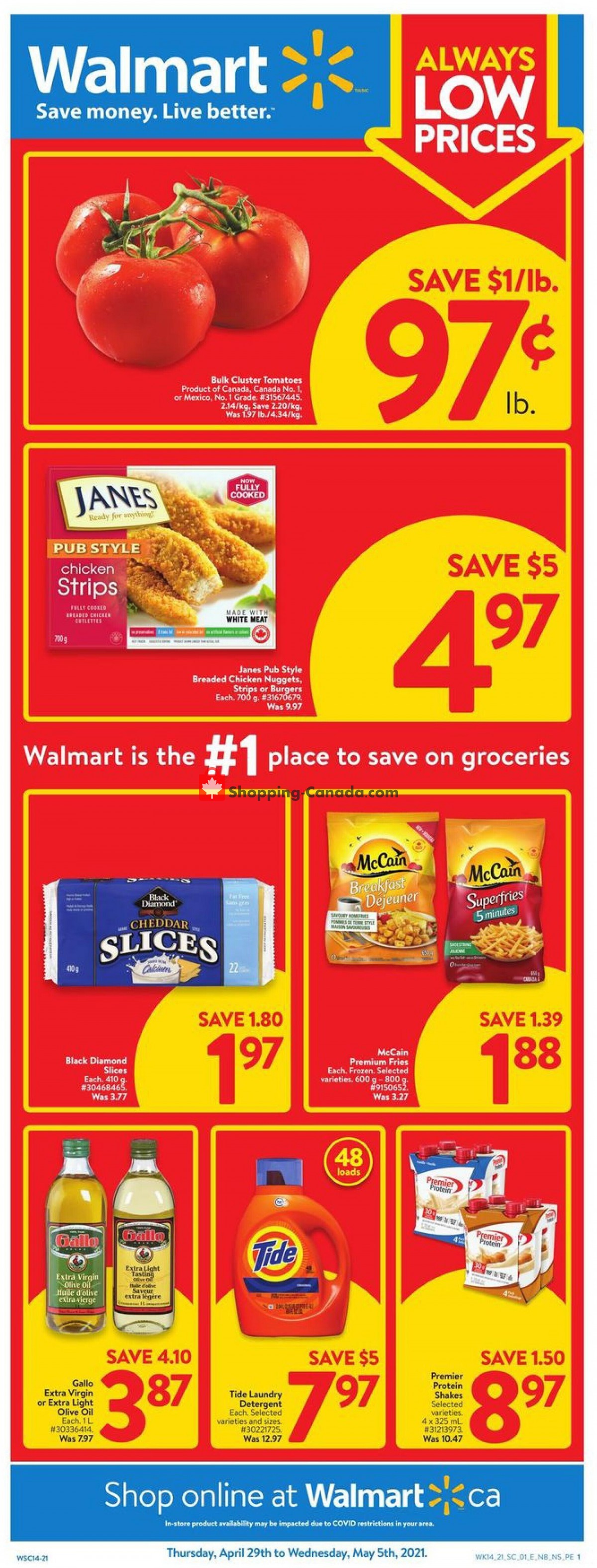 Walmart flyer from Thursday April 29, 2021 to Wednesday May 5, 2021 - page 1