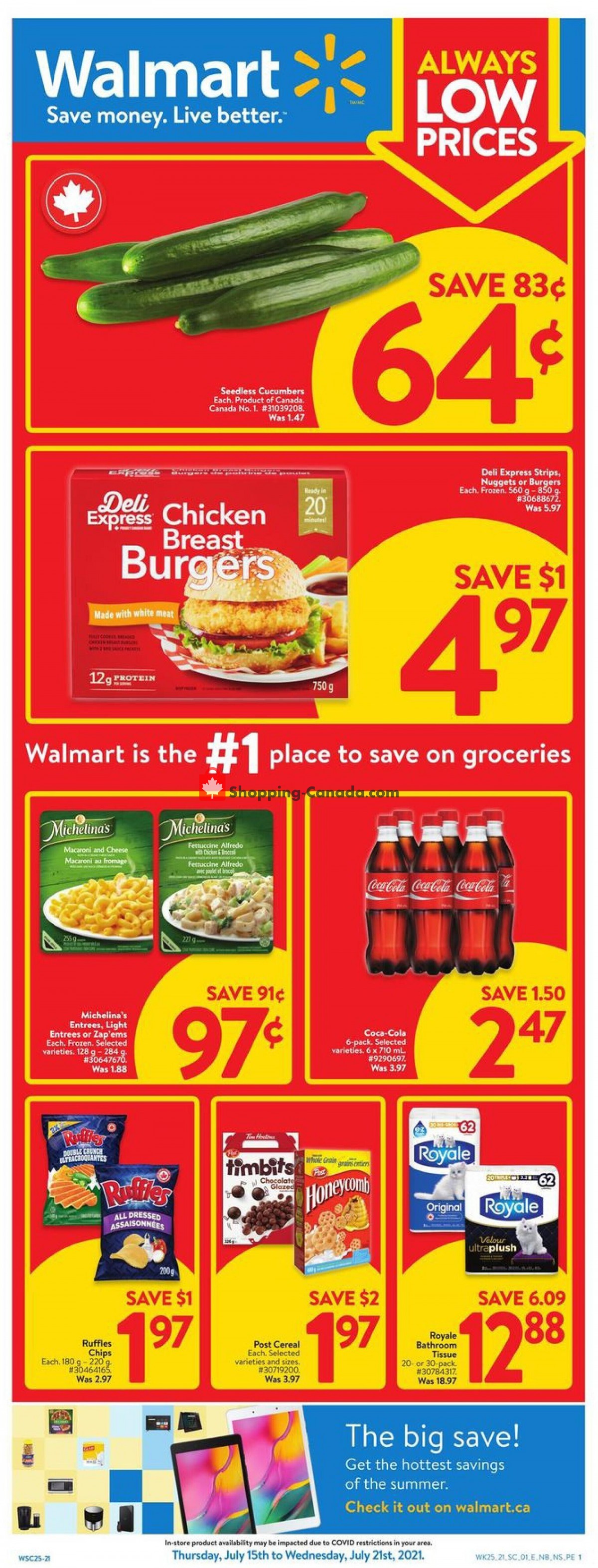 Walmart flyer from Thursday July 15, 2021 to Wednesday July 21, 2021 - page 1