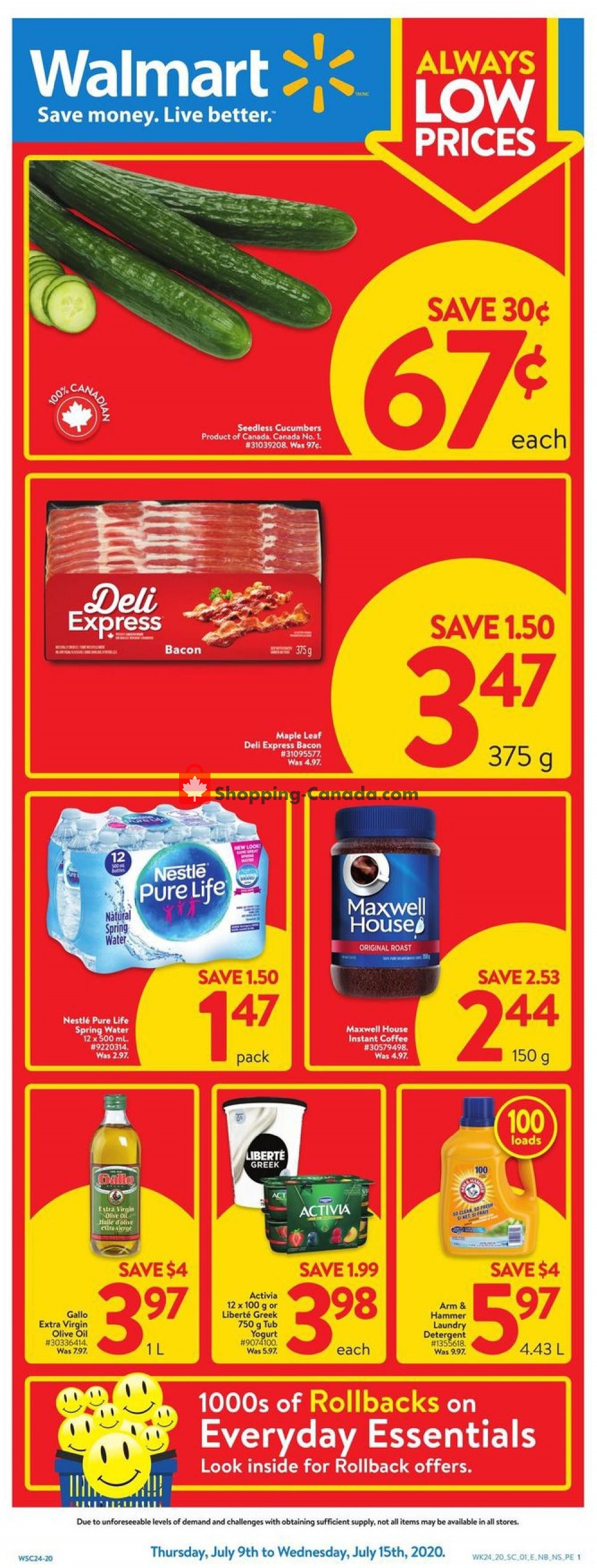 Walmart flyer from Thursday July 9, 2020 to Wednesday July 15, 2020 - page 1