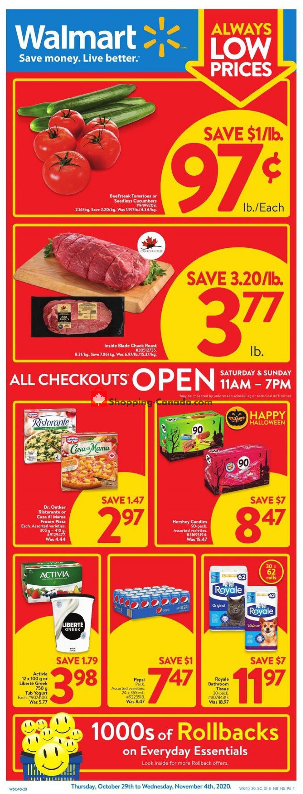 Walmart flyer from Thursday October 29, 2020 to Wednesday November 4, 2020 - page 1