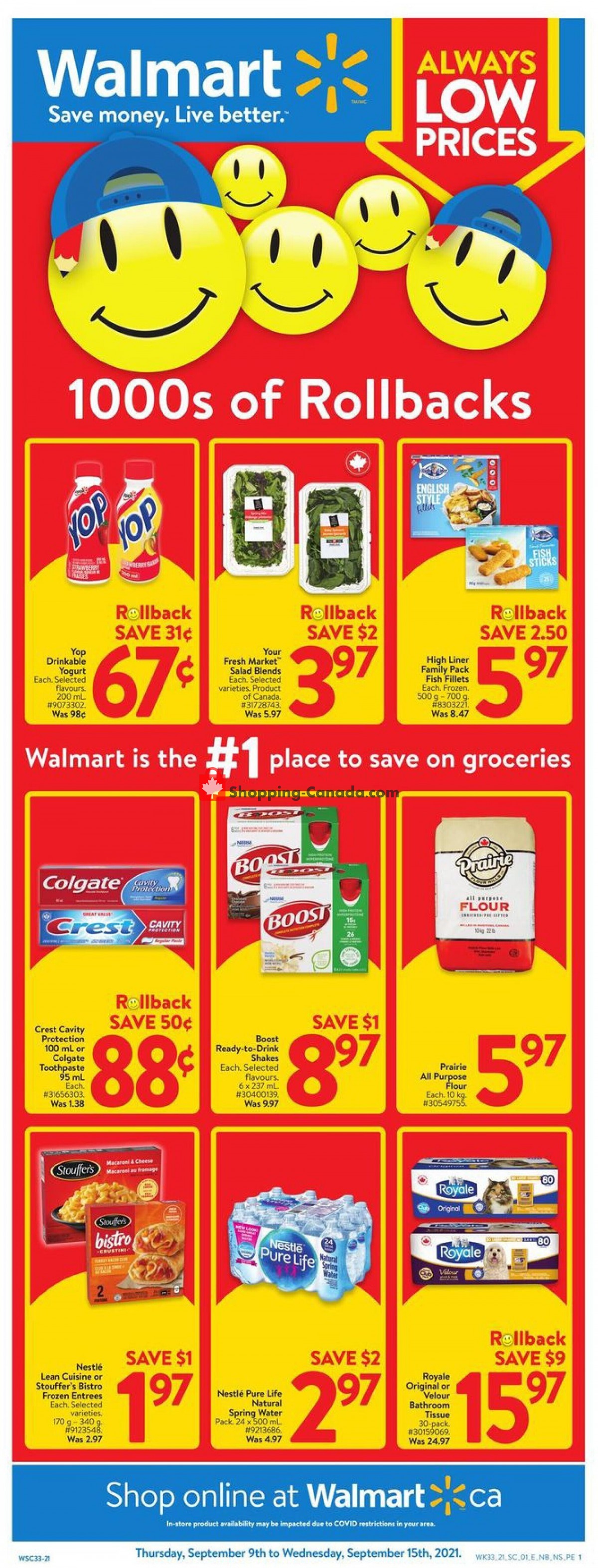 Walmart flyer from Thursday September 9, 2021 to Wednesday September 15, 2021 - page 1