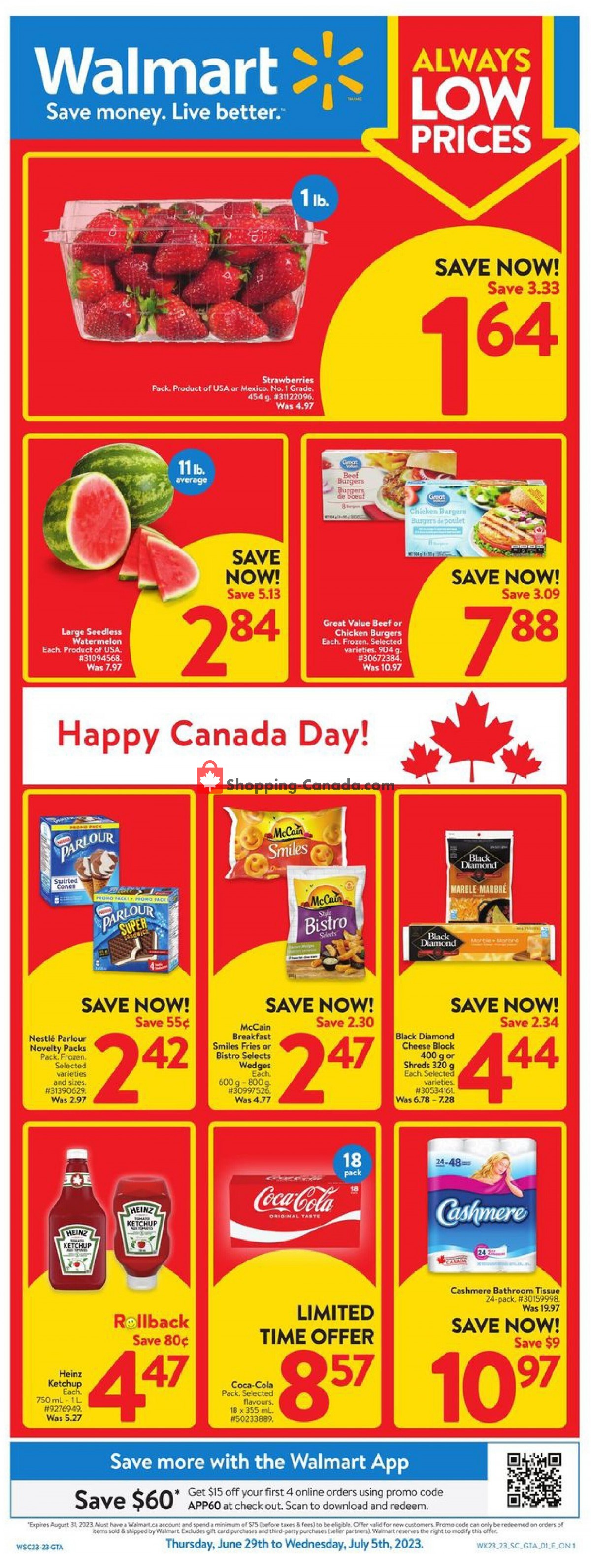Walmart flyer from Thursday June 29, 2023 to Wednesday July 5, 2023 - page 1