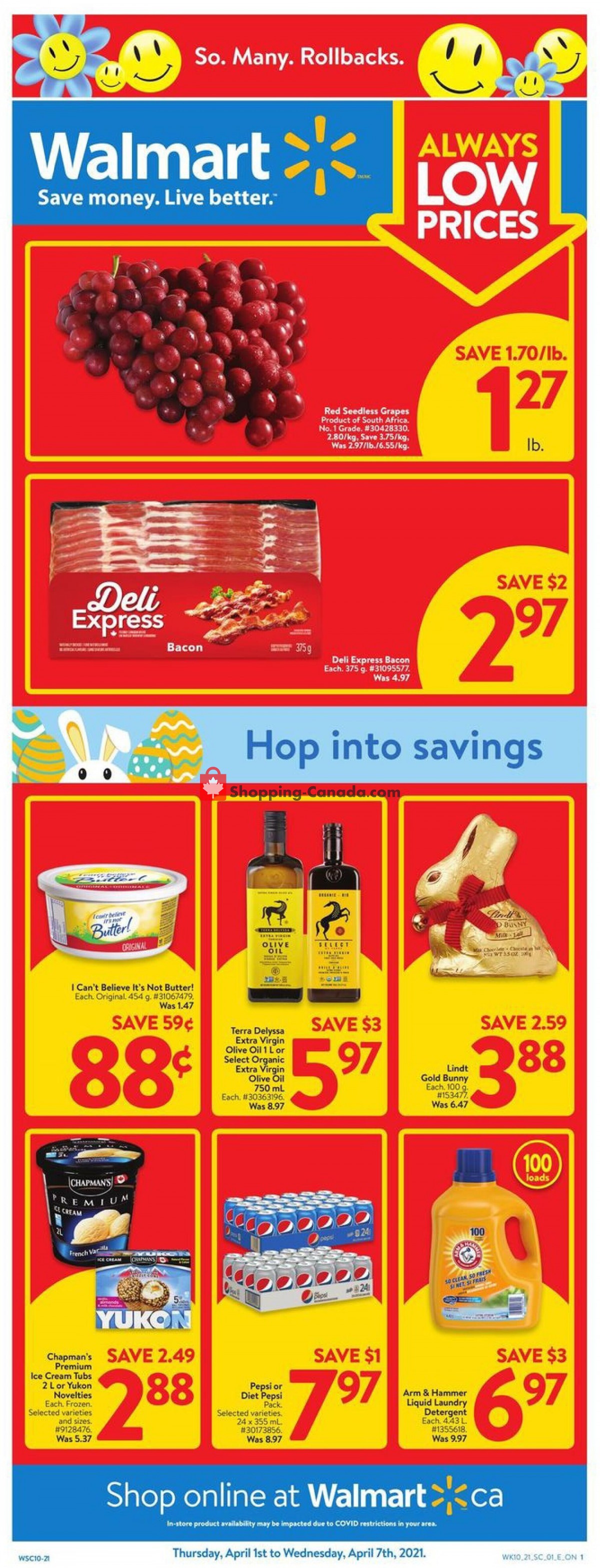 Walmart flyer from Thursday April 1, 2021 to Wednesday April 7, 2021 - page 1