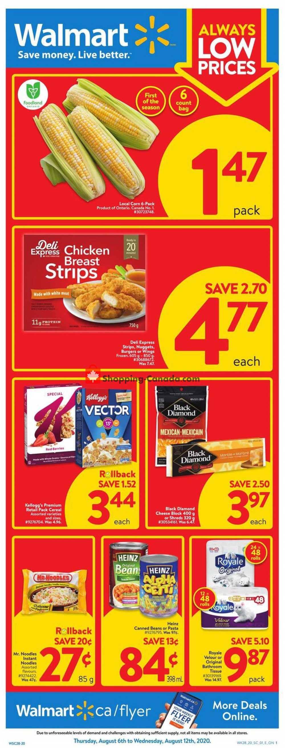 Walmart flyer from Thursday August 6, 2020 to Wednesday August 12, 2020 - page 1
