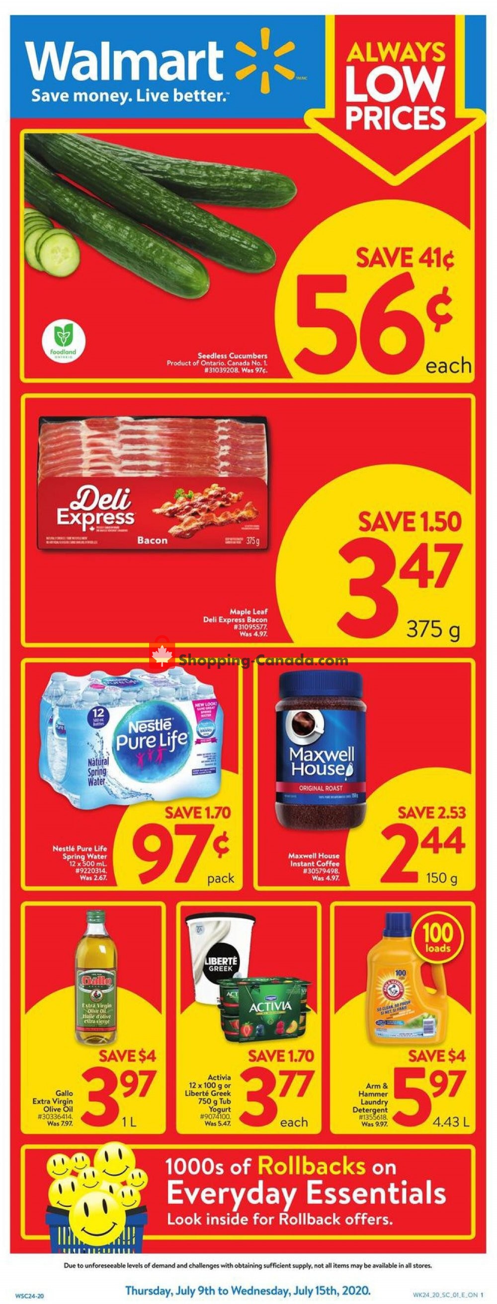 Walmart flyer from Thursday July 9, 2020 to Wednesday July 15, 2020 - page 1