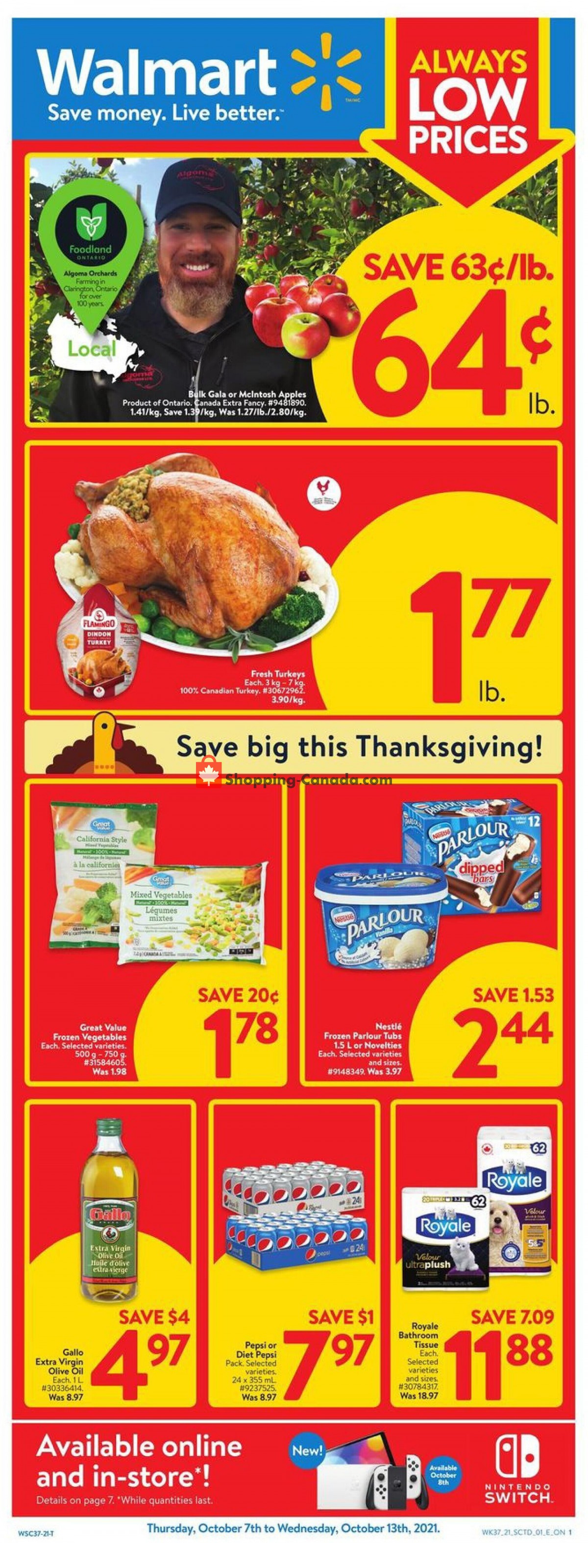 Walmart flyer from Thursday October 7, 2021 to Wednesday October 13, 2021 - page 1