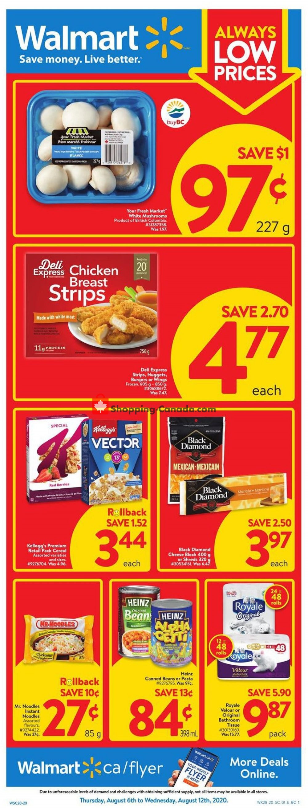 Walmart flyer from Thursday August 6, 2020 to Wednesday August 12, 2020 - page 1