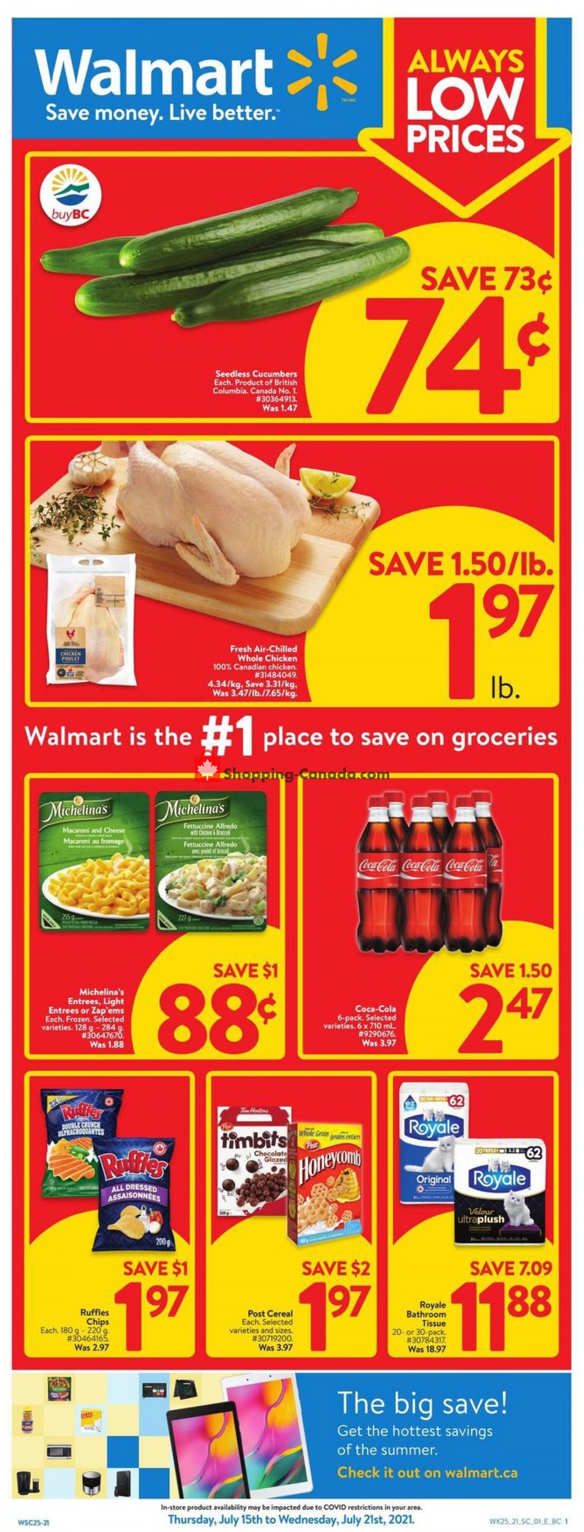 Walmart flyer from Thursday July 15, 2021 to Wednesday July 21, 2021 - page 1